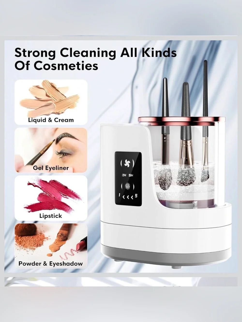 New 3 in 1 Electric Makeup Brush Cleaner, Automatic Portable USB Deep Cleaning